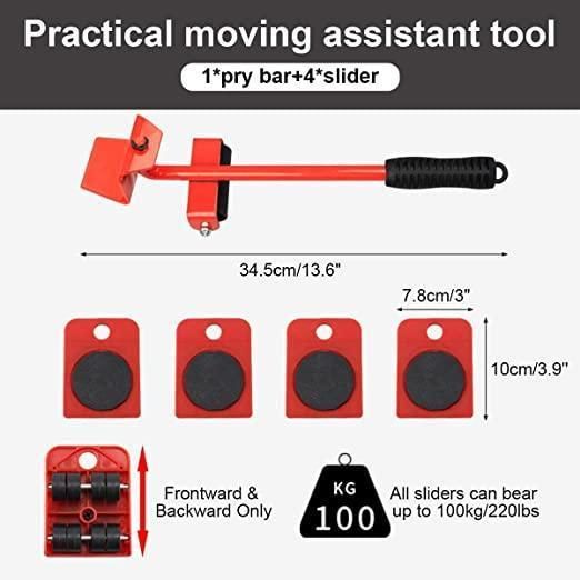 Furniture Slider Pads | 5-Piece Heavy Duty Moving Tool Set